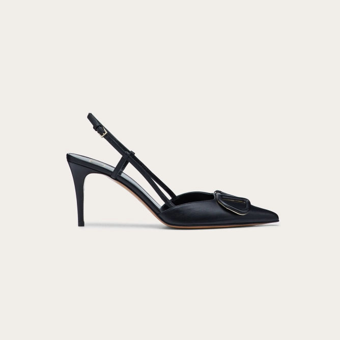 VALENTINO Sapatilhas de salto alto (8cm) com tiras em couro de bezerro.