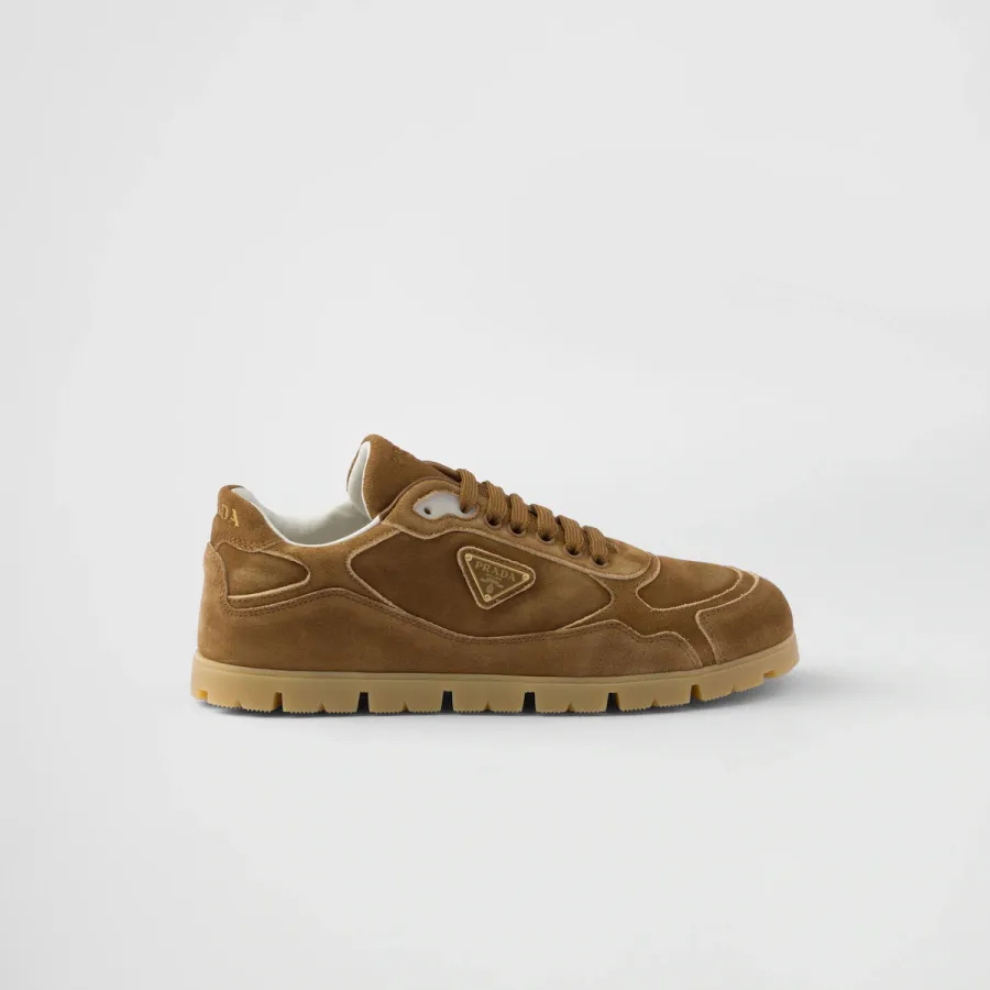 PRADA Faded suede leather sneakers