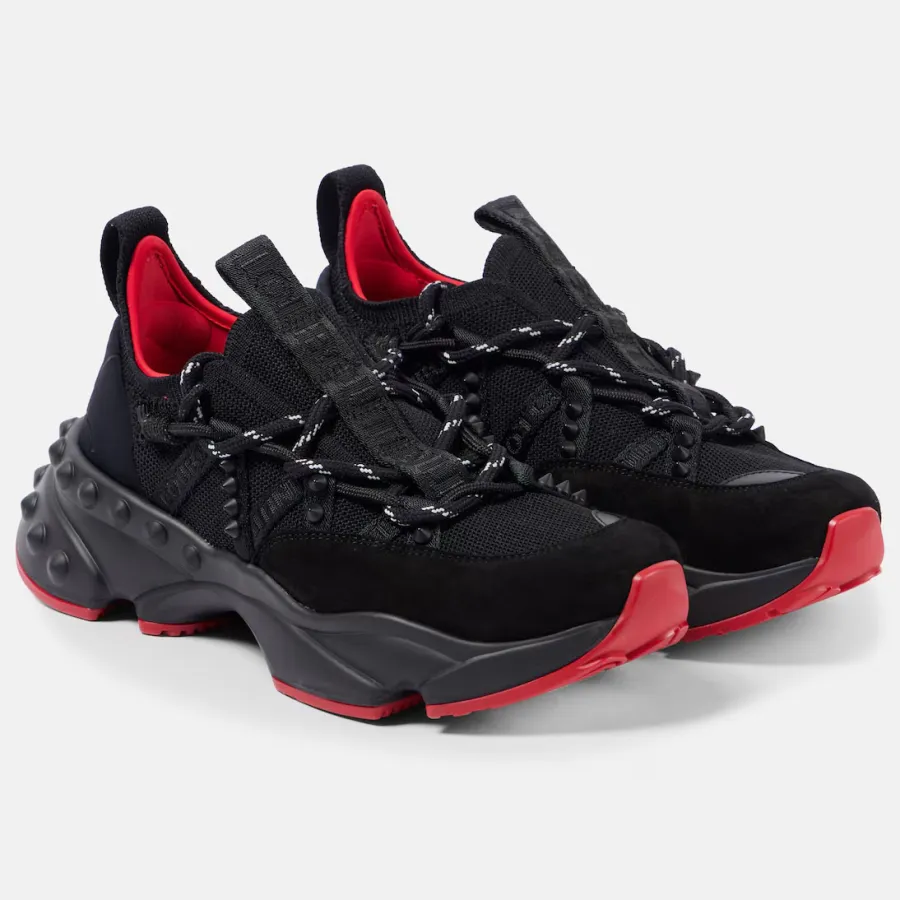 Christian Louboutin Black suede trimmed sneakers