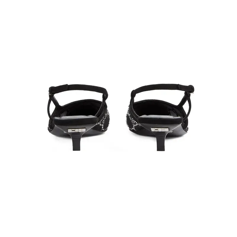 Gucci black pointed heels high heels shoes Rear lace up high heels