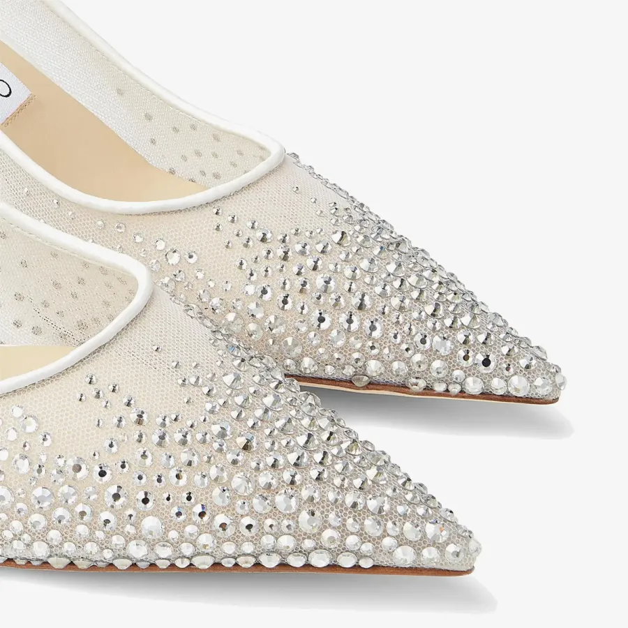 JIMMY CHOO White gradient crystal mesh pointed heels