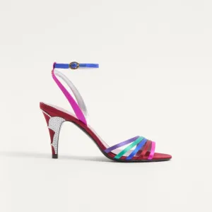 VALENTINO  Crystal trim satin heel sandals (8.5 cm high heel)