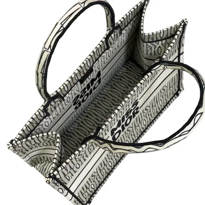 Dior Medium Dior Book Tote In White And Beige/Pink/Blue Miss Dior Allover Embroidered Canvas