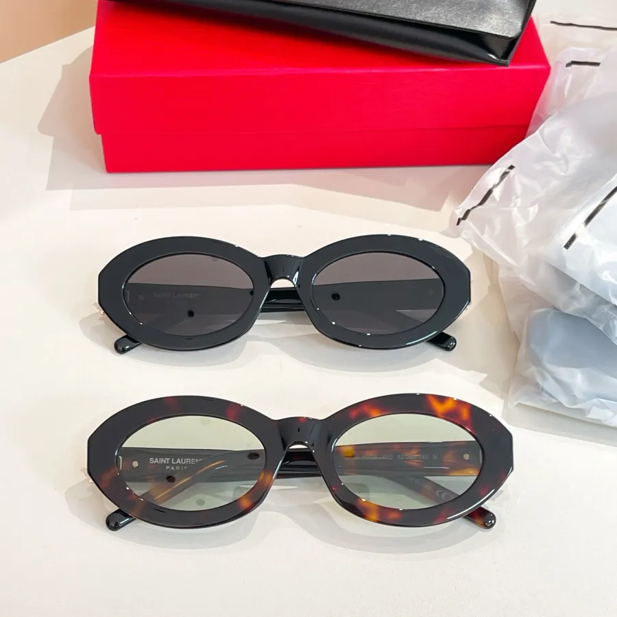 Saint Laurent oval glasses black/leopard color Size 52口22-140