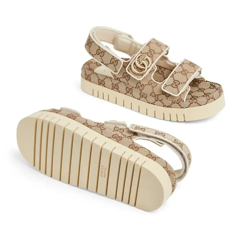 Gucci Wooden color Double G Round Head Platform Sandals