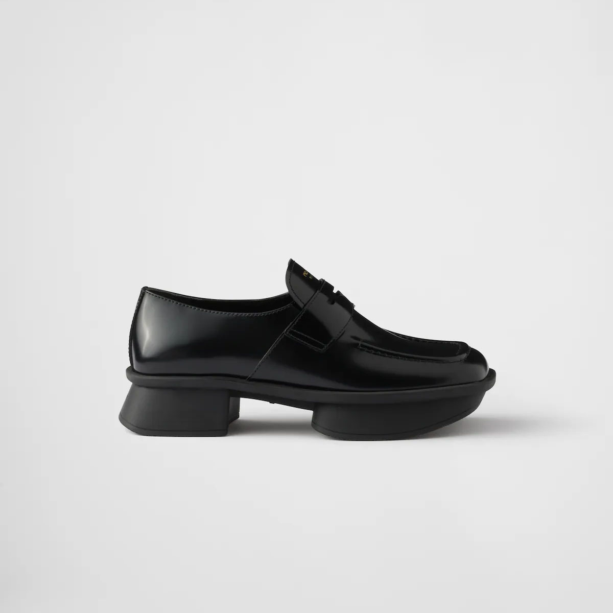 PRADA Equal black shiny leather loafers