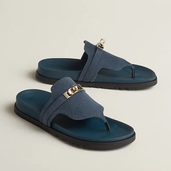 HERMES Empire Blue Slippers - Image 3