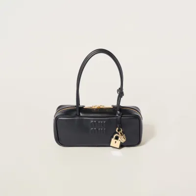 Miu Miu Calfskin Leather Beau Black Top-Handle Bags