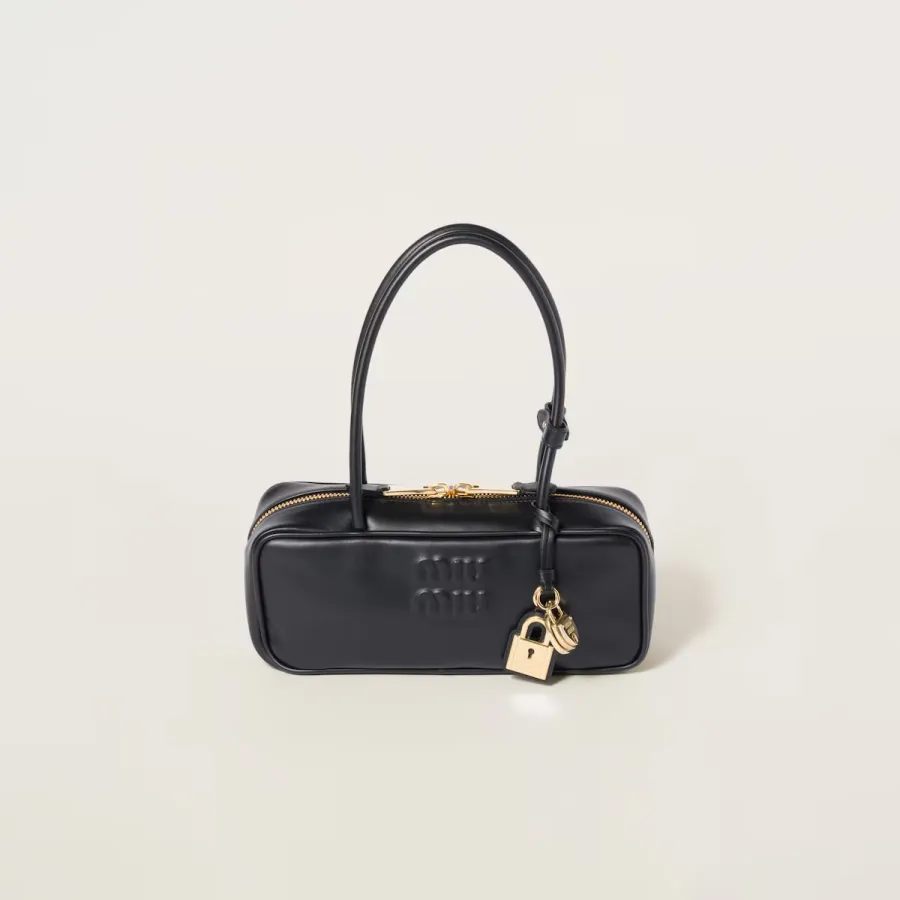 Miu Miu Calfskin Leather Beau Black Top-Handle Bags