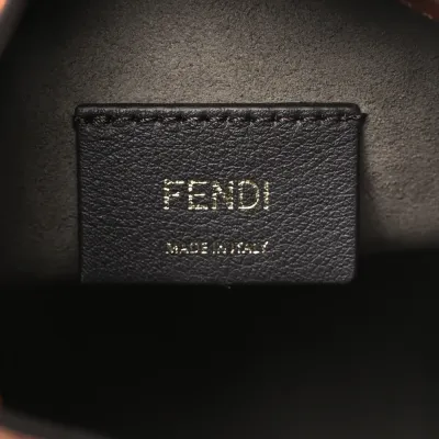 Fendi Mini F is Fendi Logo Embossed Mon Tresor Bucket Bag Cuoio King Vitello Leather Gold Hardware