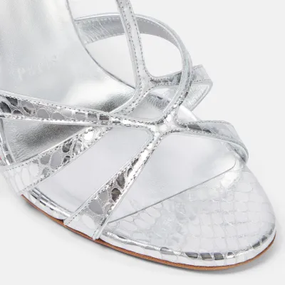Christian Louboutin Silver metallic leather high-heeled sandals