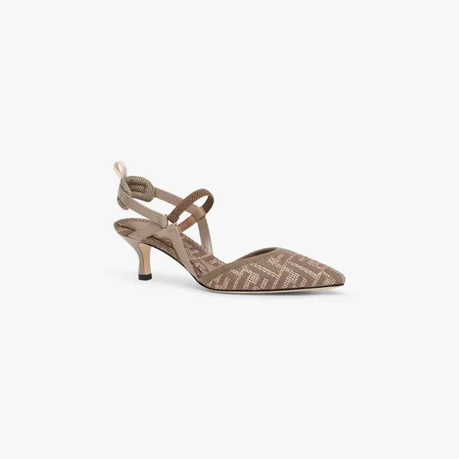 FENDI Cotton medium heels in pigeon grey