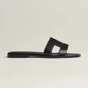 HERMES Oran Black Slippers