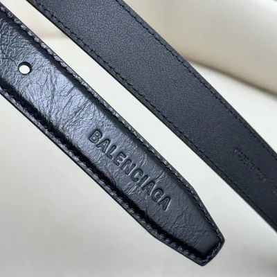 Balenciaga Women's Classic B Belt In Black Calfskin With Gold/Silver Hardware 25mm