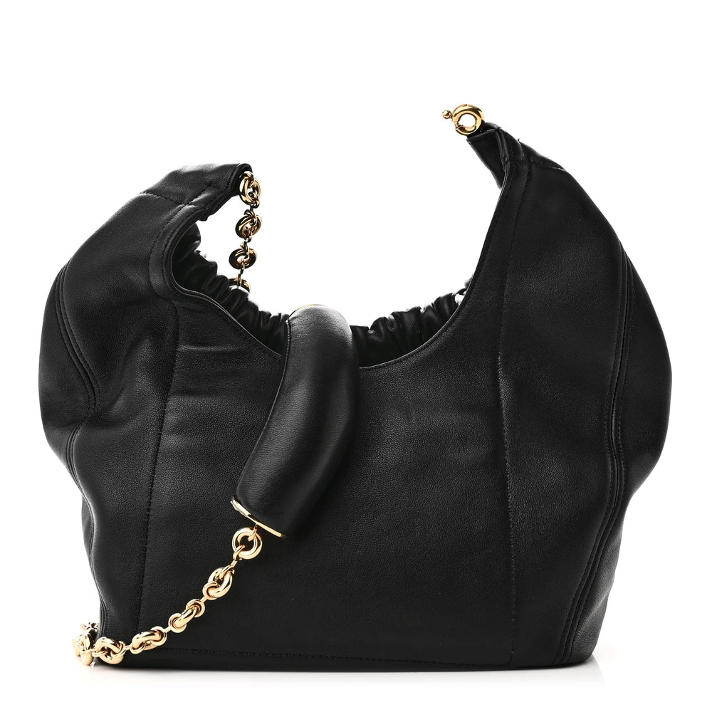 Loewe Squeeze Bag Mini Preto Couro de Cordeiro Nappa Amanteigado Hardware Dourado