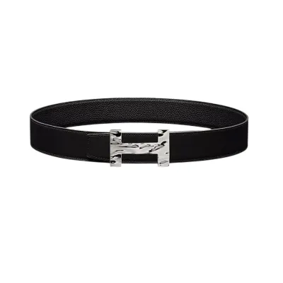 Hermès Men' s Quizee H20 Buckle Reversible Belt In Black/Brown/Blue/Coffee Smooth Calfskin With Silver Hardware 38mm
