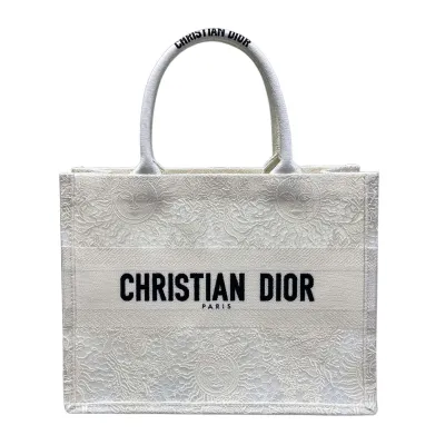 Dior Medium Dior Book Tote White Toile de Jouy Soleil Macramé Embroidery