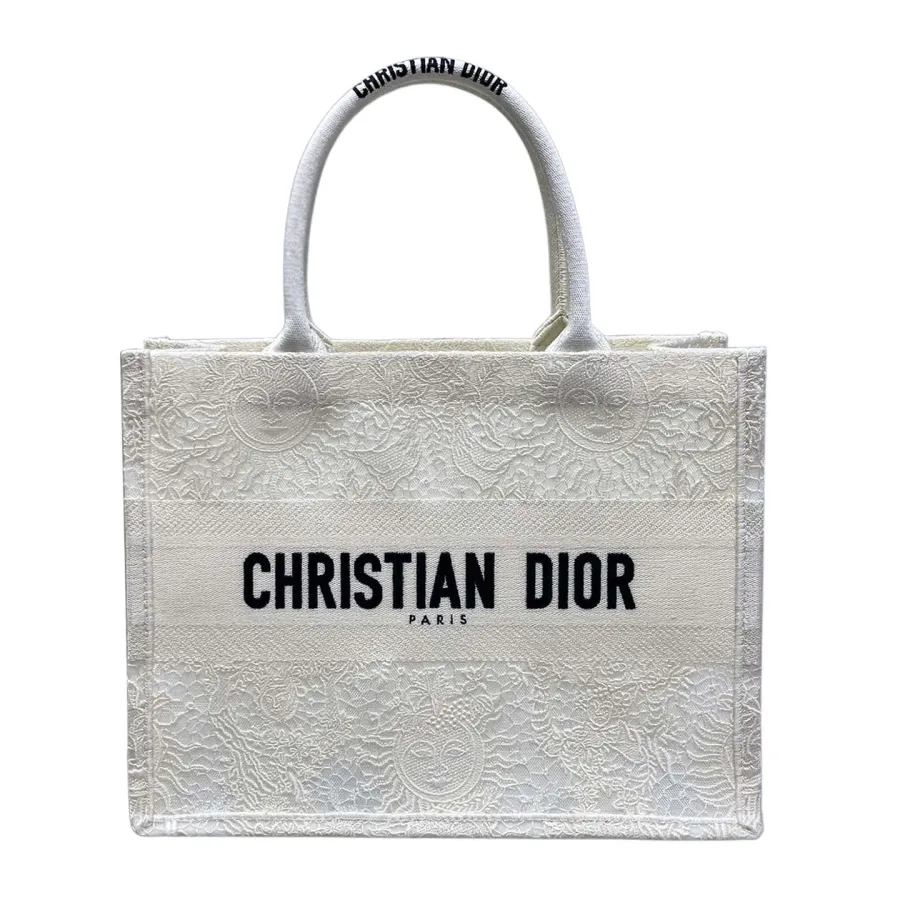 Dior Medium Dior Book Tote White Toile de Jouy Soleil Macramé Embroidery