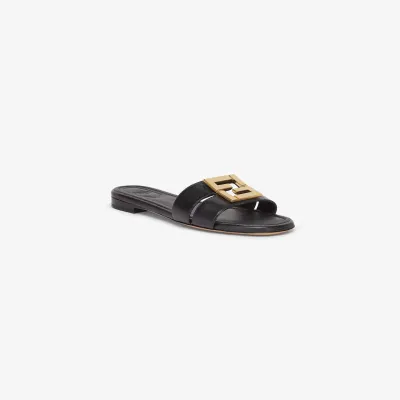 FENDI Black leather sandals slippers