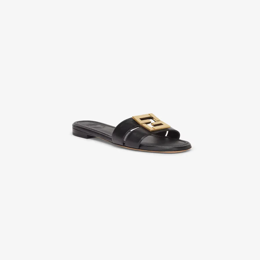 FENDI Black leather sandals slippers