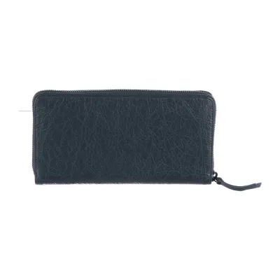 Balenciaga Medium Continental Wallet Grey Goatskin Leather Black Hardware