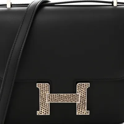 Hermès Constance 18 Black Ombre Veau Monsieur & Lizard Leather Palladium Silver Hardware