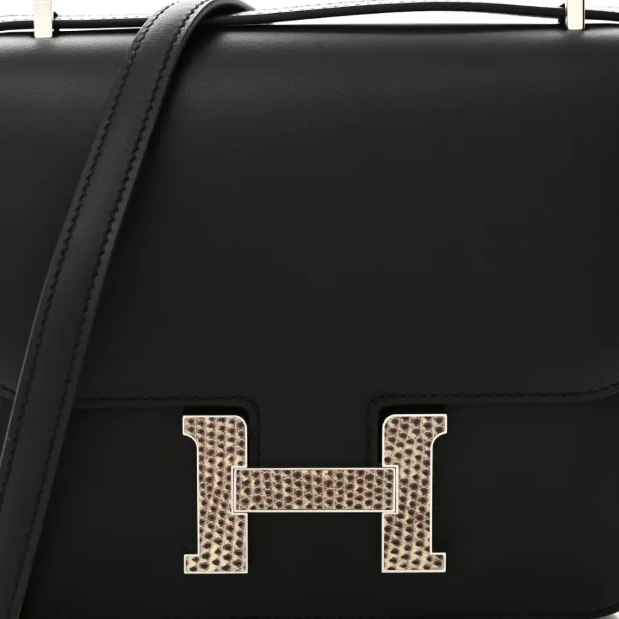 Hermès Constance 18 Black Ombre Veau Monsieur & Lizard Leather Palladium Silver Hardware