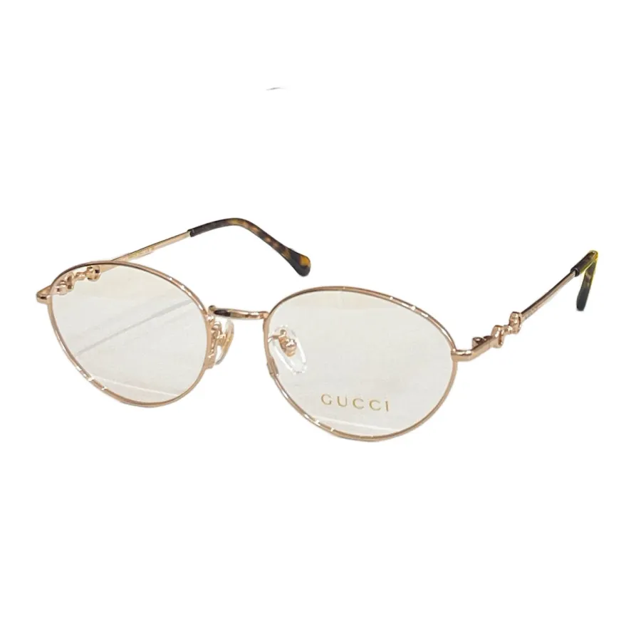 Gucci Round frame glasses rose gold/leopard gold/silver color transparent lens Size 54口18-140