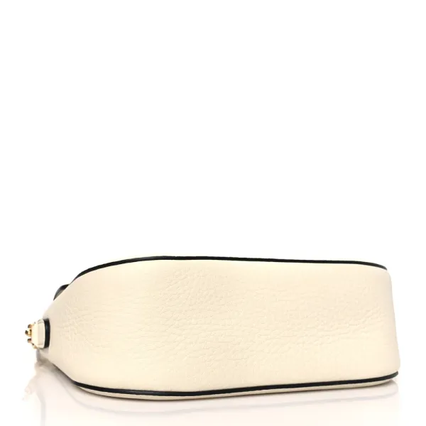 Valentino Garavani Small VLogo Top Handle Shoulder Bag Ivory Pebbled Calfskin Leather Incognito Hardware - Image 6
