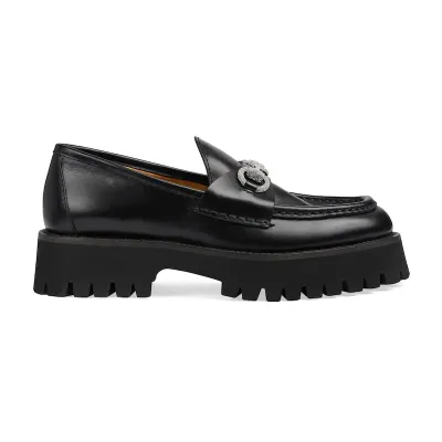 Gucci black thick bottom loafers