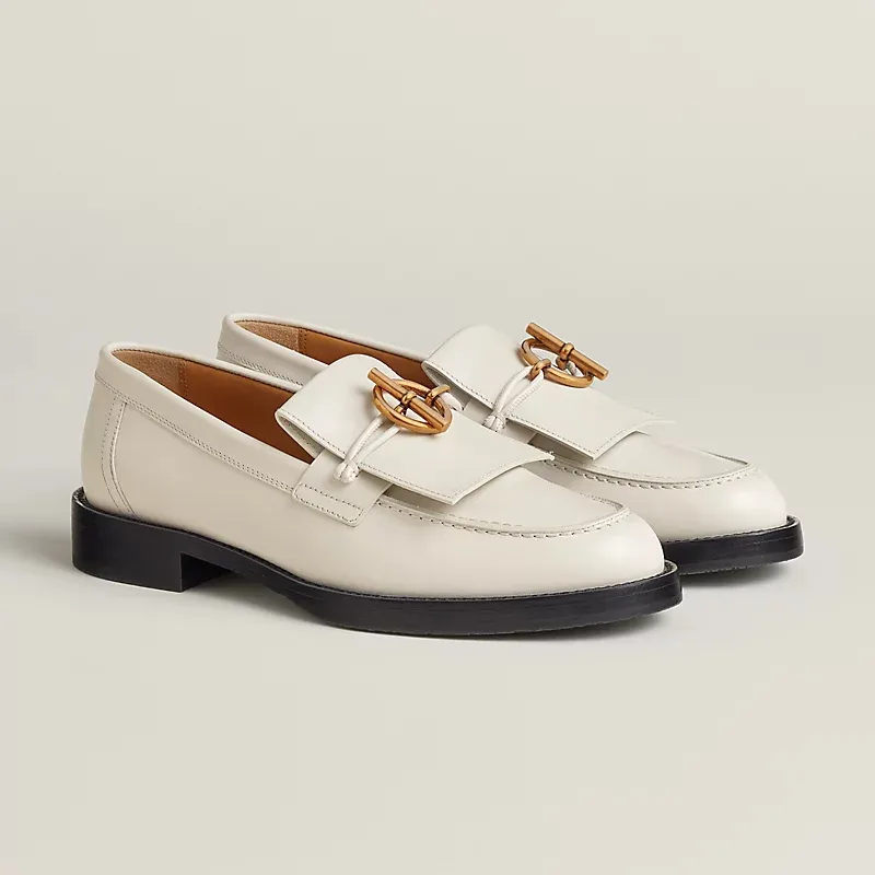 HERMES Impact White Loafers