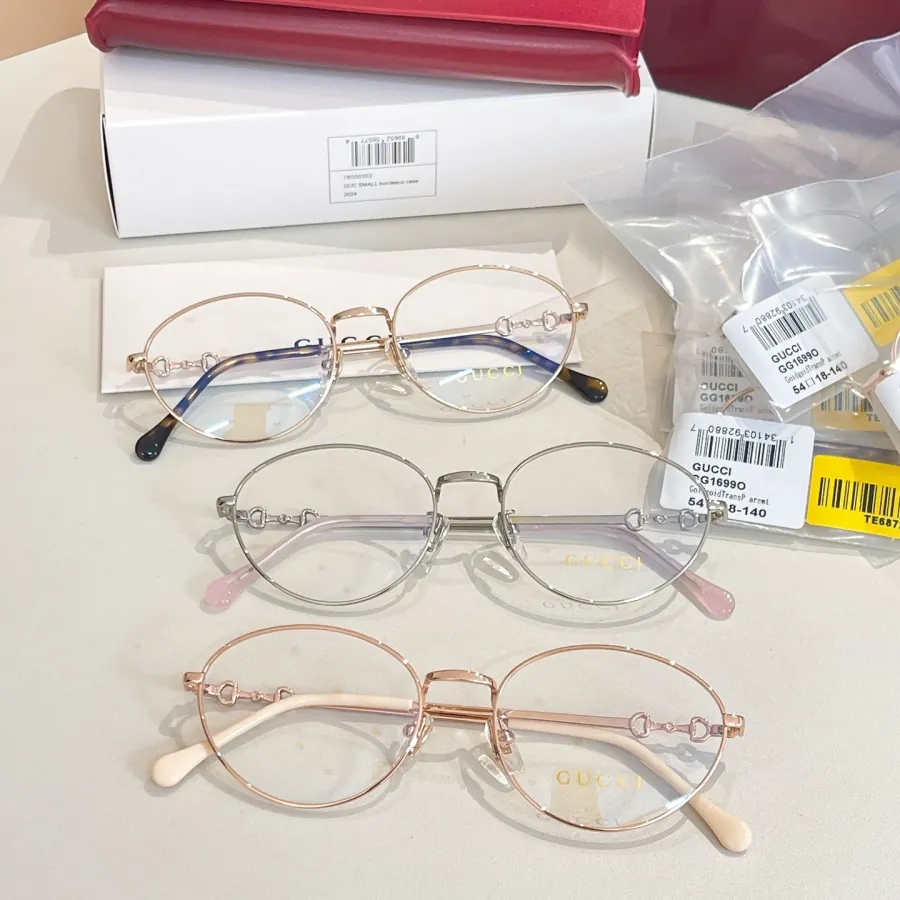 Gucci Round frame glasses rose gold/leopard gold/silver color transparent lens Size 54口18-140