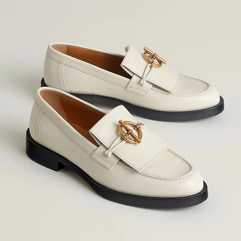HERMES Impact White Loafers