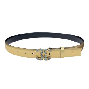 Chanel Women's CC Belt In Black/Gold Calfskin With Gold/Silver Hardware 30mm