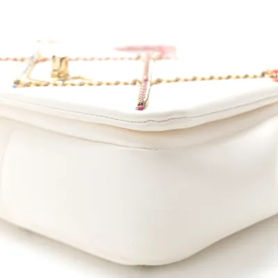 Luxury Entwined Chain Flap Bag | White Multicolor