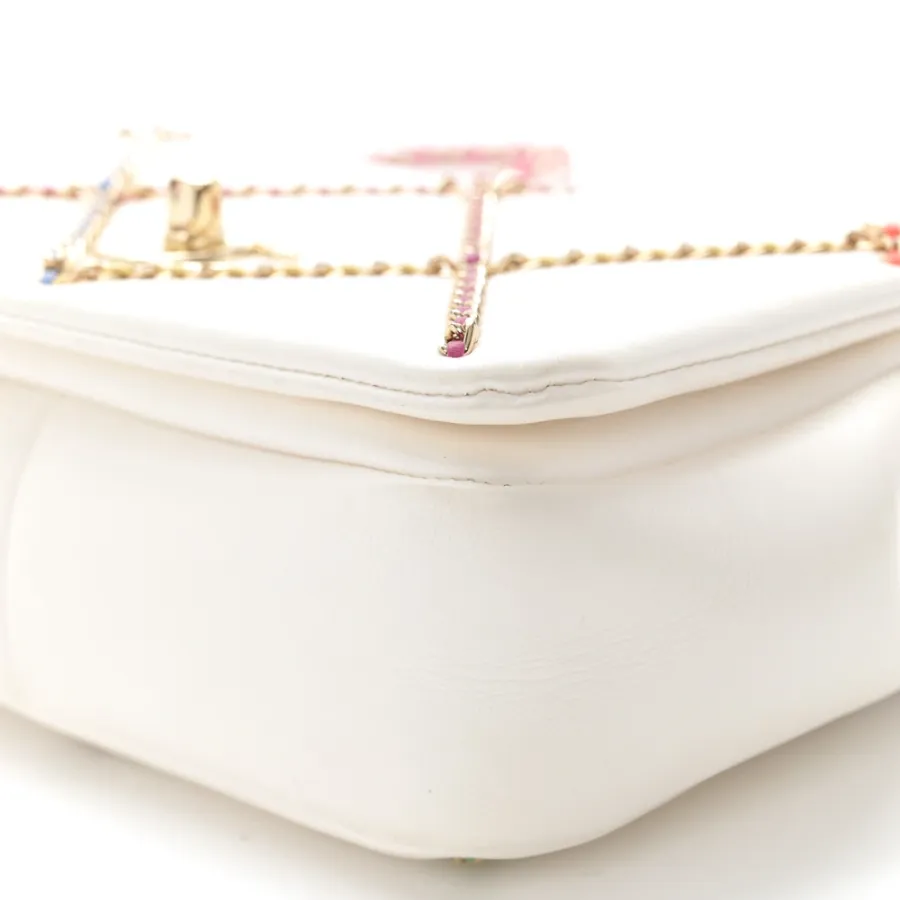 Luxury Entwined Chain Flap Bag | White Multicolor