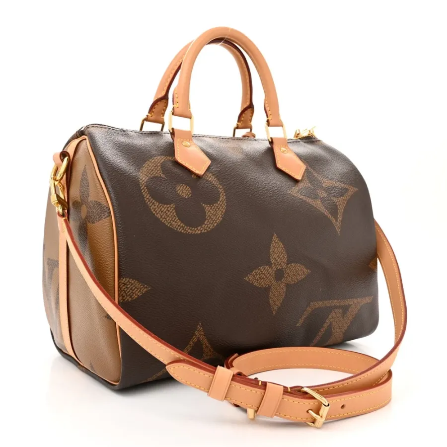 Louis Vuitton Speedy Bandouliere 30 Reverse Giant Monogram Canvas Gold Hardware