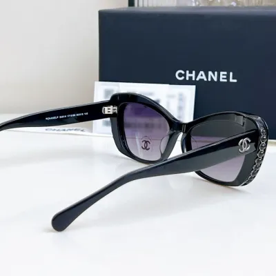 CHANEL glasses black silver color size 56口16-140