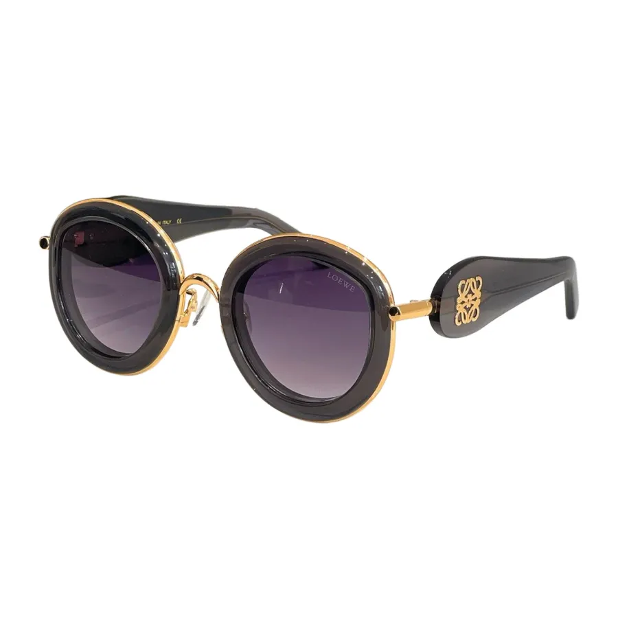 Loewe round frame glasses black red/black white/white/black orange/black/purple silver/purple gold/leopard color Size 49口27-140