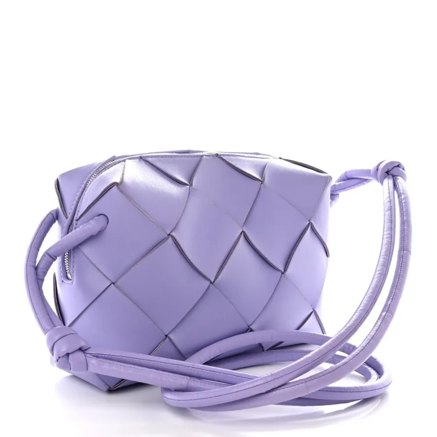 Bottega Veneta Maxi Intrecciato Small Cassette Camera Bag Wisteria Lambskin Leather