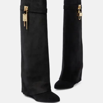 GIVENCHY Black suede knee-high boots