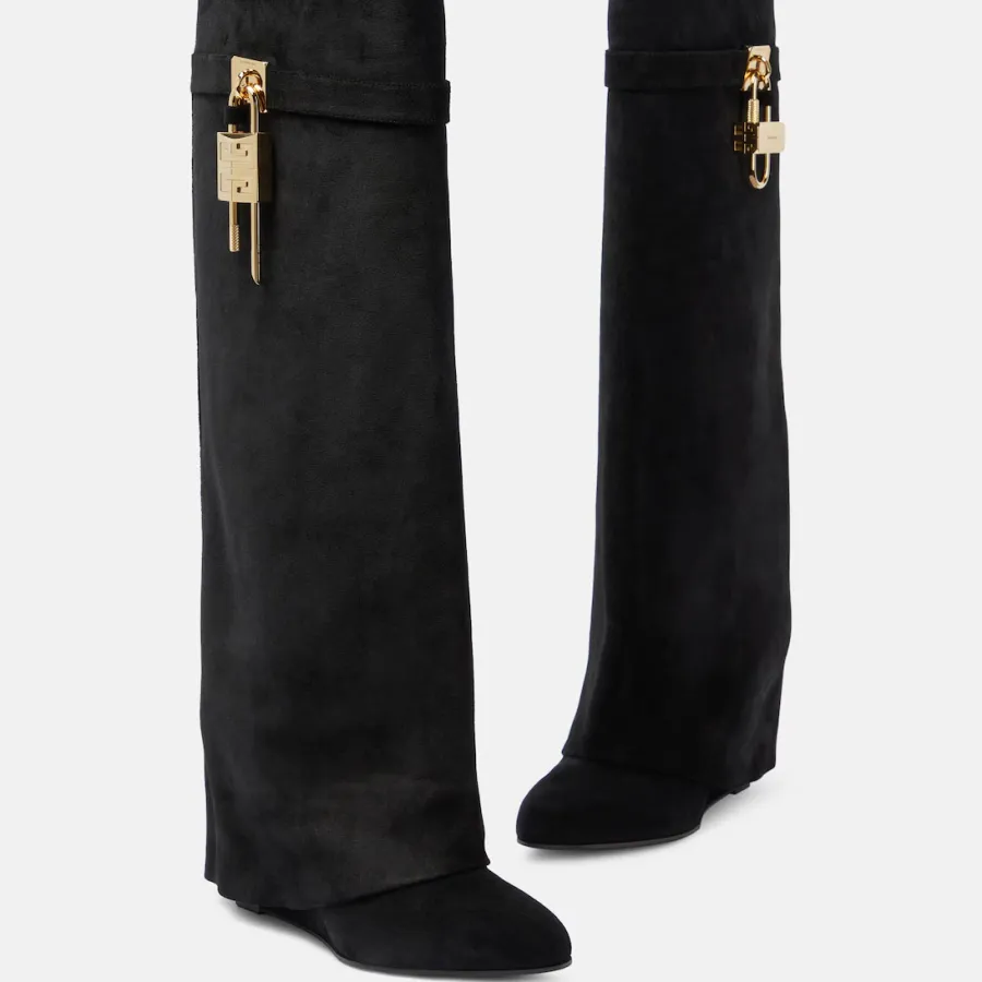 GIVENCHY Black suede knee-high boots