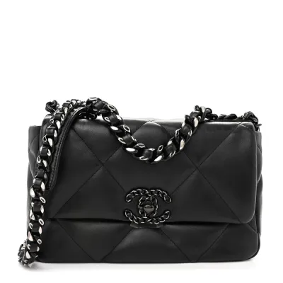 Chanel 19 Medium Flap Bag – Quilted Lambskin   Silver Hardware