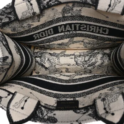 Dior Small Zodiac Toile De Jouy Book Tote Latte/Black Embroidered Canvas