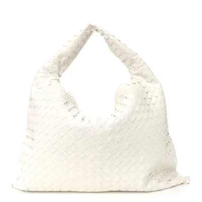 Bottega Veneta Large Intrecciato Hop White Nappa Leather