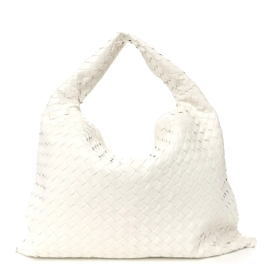 Bottega Veneta Large Intrecciato Hop White Nappa Leather