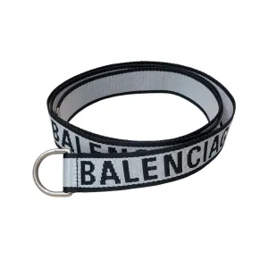 Balenciaga Men's D Ring Belt In Balenciaga Grey/Green Webbing With Silver Hardware 40mm