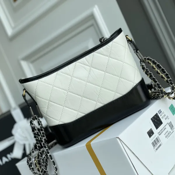 Chanel Bag Black With White Quilted Calfskin Leather Shoulder Bags Crossbody Bags - Image 4