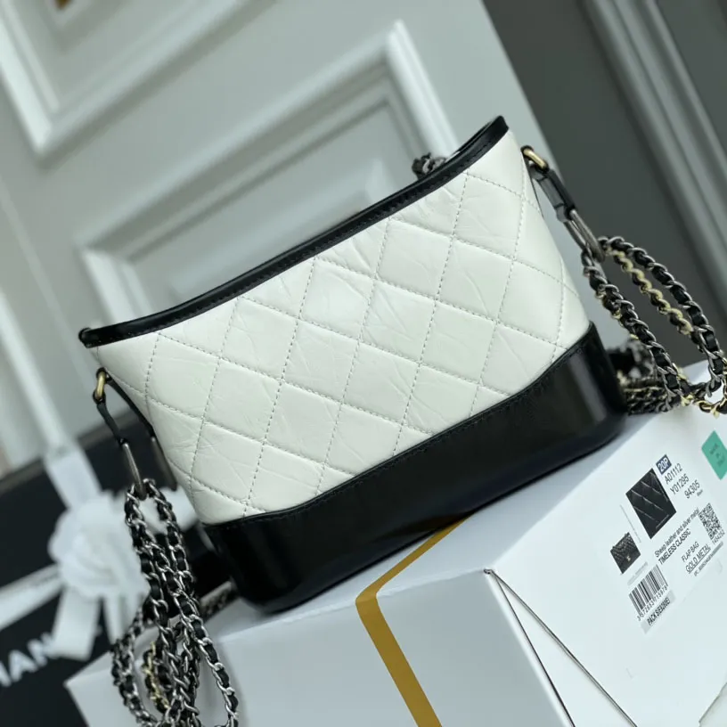 Chanel Bag Black With White Quilted Calfskin Leather Shoulder Bags Crossbody Bags