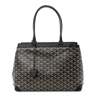 Goyard Bellechasse Biaude Tote MM Black Goyardine Canvas